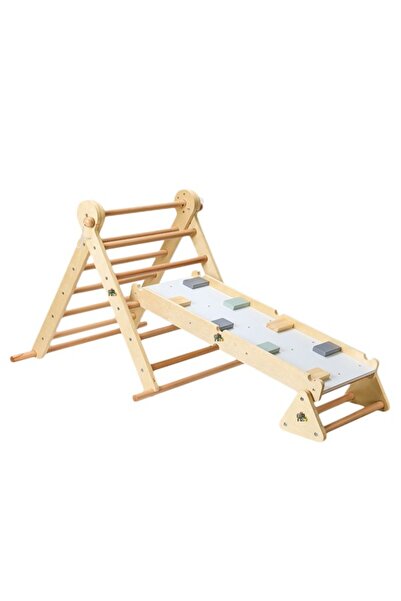 Moni Toys Triunghi Pikler 3 în 1 Moni Toys, Reglabil, Lemn Masiv, 18 Luni+