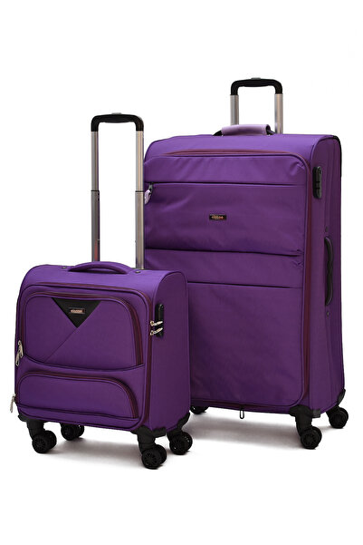 ELATAE Kumaş 2'li Valiz Seti Büyük Boy & Pilot – Dayanıklı, 360° 8 Tekerlekli...