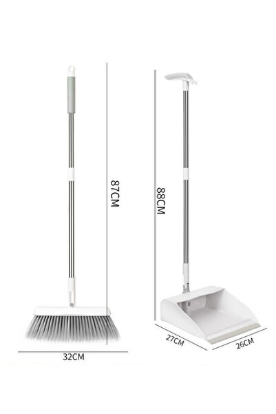 MissClean Foldable Professional Household Broom and Luxury Dustpan Set WHITE ...