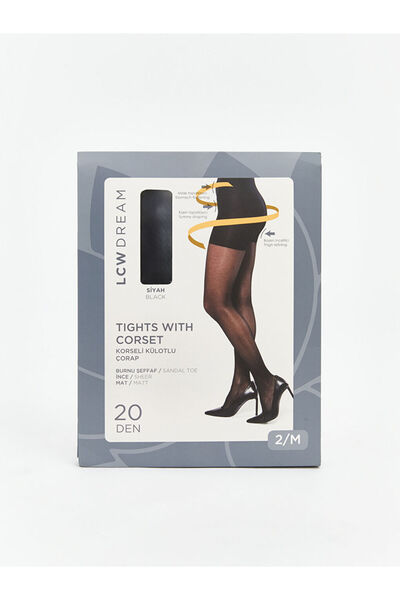 LC Waikiki Black 20 Denier Matte Women's Corseted Pantyhose