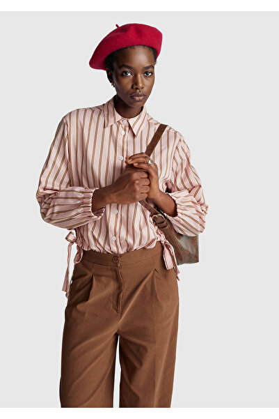 United Colors of Benetton Women's Pink Viscose Blended Relaxed Fit Shirt with...