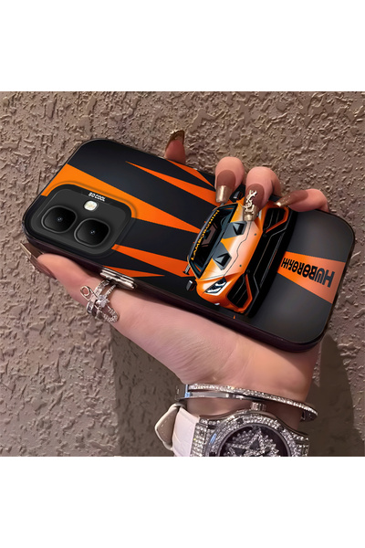 CHICASELUX حافظة هاتف لامبورغيني منقوش من السيليكون ذات حافة صلبة ومضادة للسق...