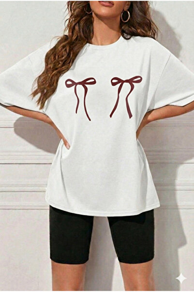 WOODROFFE Women's Bowknot Printed Oversized T-Shirt Leggings Set Loose Combin...