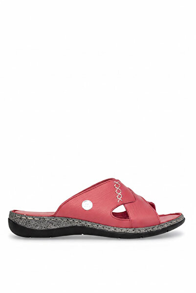 Mammamia D26Yt-1355 Women's Genuine Leather Flat Slipper Red