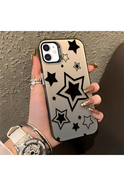 Hontinga iPhone 12 Mini Compatible Stars Patterned Silicone Phone Case Edge H...