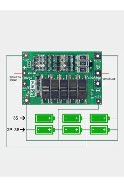 RoboPazar 2-adet BMS 3S 60A – Li-Ion 18650 İçin Balanslı Koruma Kartı