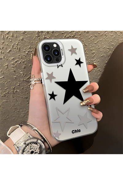 Hontinga iPhone 13 Pro Max Compatible Stars Patterned Silicone Phone Case Edg...