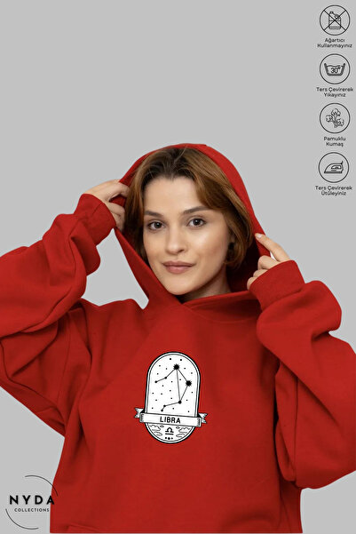 Nyda Collections Unisex Φούτερ με κουκούλα και μακριά μανίκια Libra Libra με ...