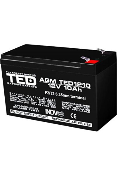 TED Electric 12V Stationary VRLA Battery, Dimensions 151 x 65 x 95 mm, Batter...