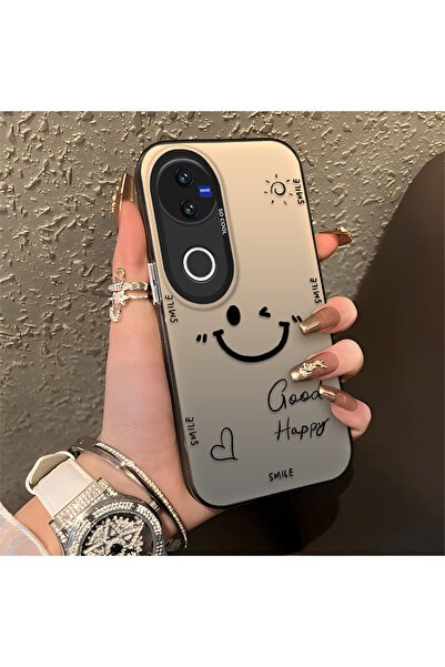 Hontinga Vivo V50 Compatible Silicone Edge Hard Back Anti-Fall Phone Case Smi...