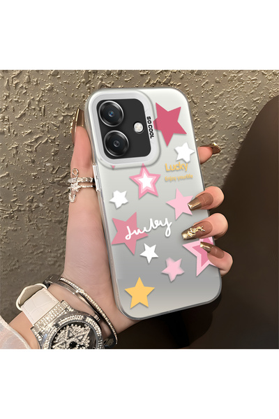 Hontinga Case for Oppo A3X 5g Compatible Colorful Stars Silicone Edge Hard Ba...