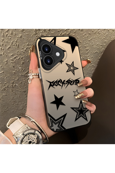 Hontinga iPhone 16 Plus Compatible Stars Patterned Silicone Phone Case Edge H...
