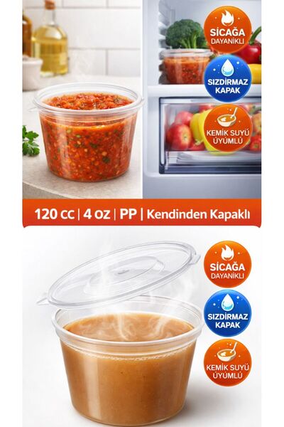 figanlar ambalaj 50 bucăți recipiente pentru sos de 120 cc cu capac, 4 oz, et...