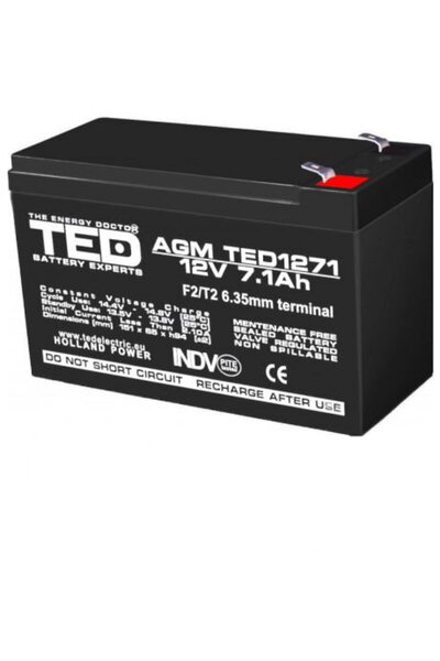 TED Electric Acumulator AGM VRLA 12V 7,1A dimensiuni 151mm x 65mm x h 95mm F2...