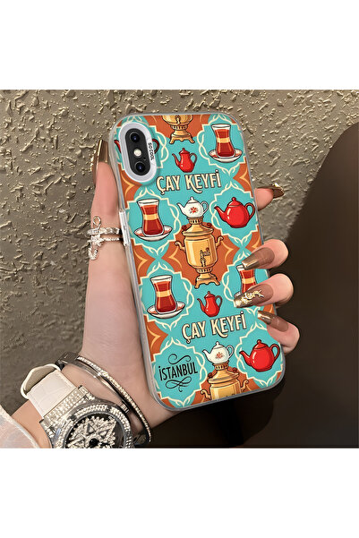 Hontinga iPhone X Compatible Silicone Edge Hard Back Anti-Fall Phone Case Tea...