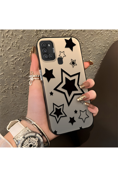 Hontinga حافظة هاتف سيليكون متوافقة مع هاتف سامسونج جالاكسي A21S ستارز منقوش ...