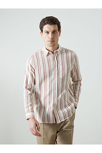 LC Waikiki Regular Fit Striped Poplin Wool Blend Men's Shirt