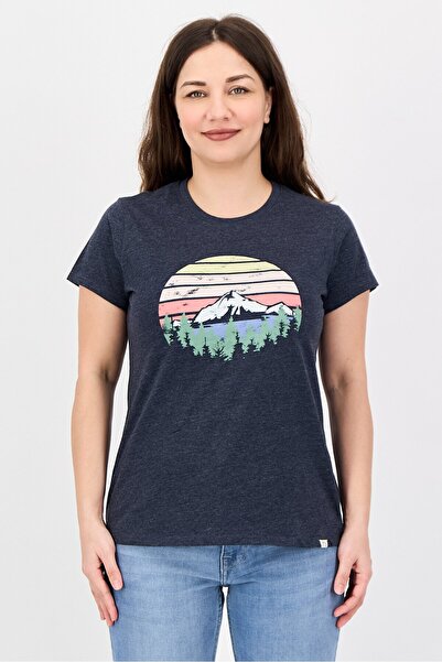 Mountain And Isles Women Round Neck Graphic Print Short Sleeve Top, Midnight ...