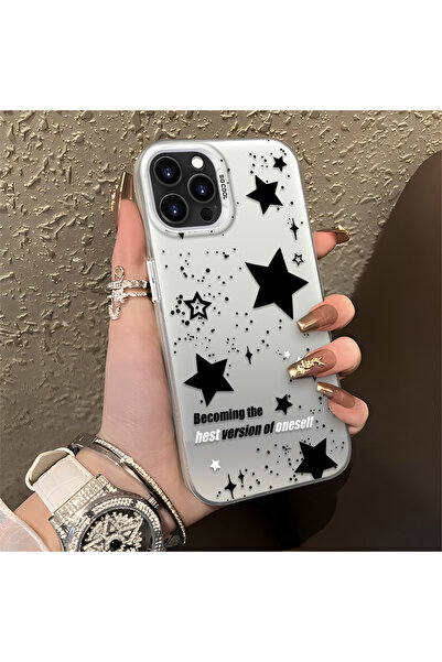 Hontinga iPhone 13 Pro Max Compatible Stars Patterned Silicone Edge Hard Back...