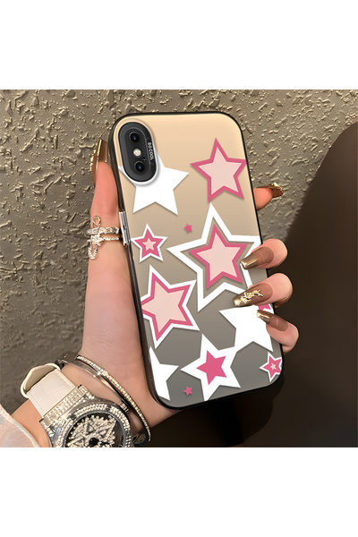 Hontinga iPhone X Compatible Colorful Stars Silicone Edge Hard Back Anti Fall...