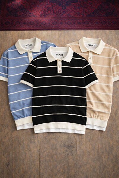pepule 3-Pack Premium Classy Knitwear Polo-Neck T-Shirt