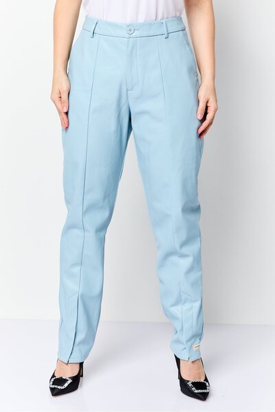 The Giving Movement Women Skinny Fit Solid Slit Hem Pants, Ice Blue