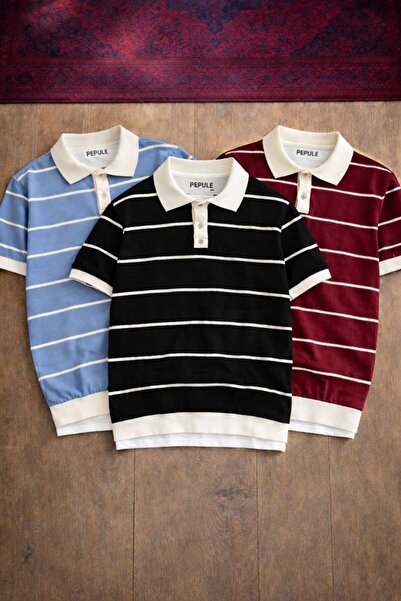 pepule 3-Pack Premium Classy Knitwear Polo-Neck T-Shirt