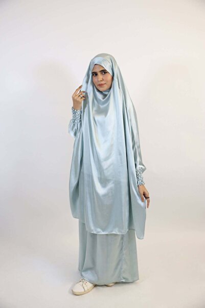 Libas lab Makhfi- Two piece khimar set for prayers and umrah/hajj- Baby Blue