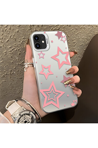 Hontinga iPhone 12 Mini Compatible Stars Patterned Silicone Phone Case Edge H...