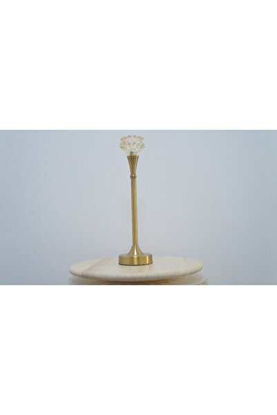 Generic TALL GOLD AND GLASS PILLAR CANDLE HOLDER
