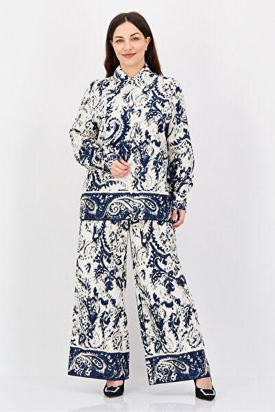 Material Girl Women 2 Pieces Allover Print Long Sleeve Shirt And Pants Set, M...