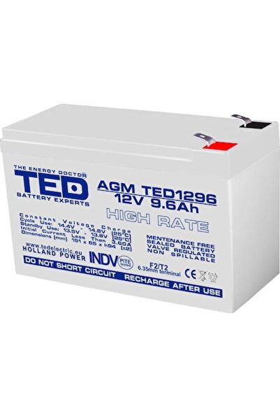TED Electric VRLA AGM 12V 9,6Ah High Rate, F2/ T2, TED Electric, etans, UPS, ...