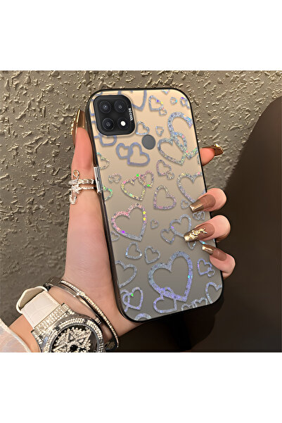 Hontinga حافظة هاتف OPPO A15S متوافقة مع Heart منقوش مصنوعة من السيليكون وذات...