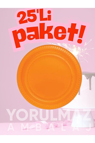 yorulmaz ambalaj 🟠   Rainbow Orange Plastic Plates 25 Pieces – Vibrant & Dur...