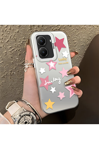 Hontinga Poco X7 Pro Compatible Colorful Stars Silicone Edge Hard Back Anti F...