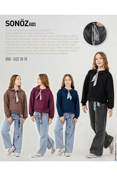 son öz bebe Girls' Scarf and Jeans Set