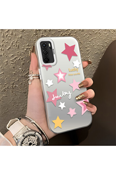 Hontinga حافظة هاتف OPPO A16 متوافقة مع نجوم ملونة من السيليكون ذات حافة صلبة...