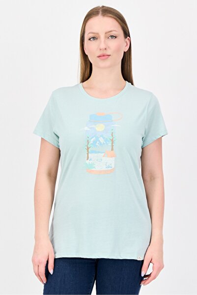 Mountain And Isles تيشيرت نسائي بأكمام قصيرة ورقبة دائرية مطبوع عليه رسومات، ...