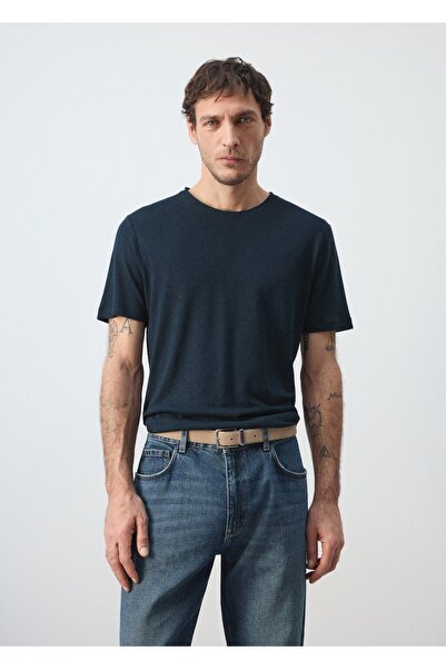 MANGO Man Slim fit keten tişört