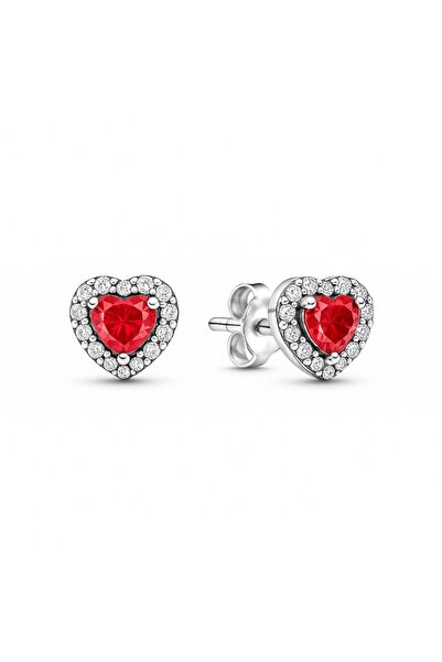 NOVVO Red Heart Silver Earrings