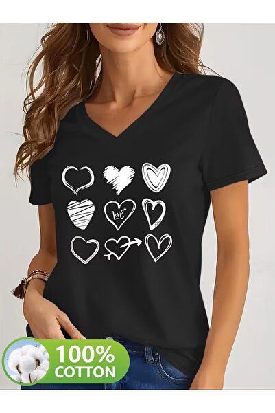 yombaa με τύπωμα T-shirt, κοντομάνικο με λαιμόκοψη σε σχήμα V, καθημερινό τοπ...