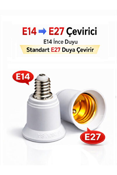 Vwin E14 Duy’dan E27 ye Çevirici Duy (1 Adet) E14 Küçük Mum Duy’u Standart E2...