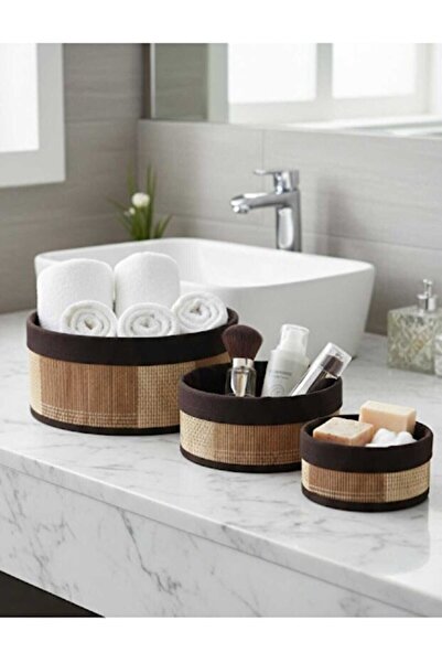 Home Bambus set trostrukih organizatorskih korpi od pruća, višenamenski organ...