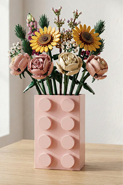 Biparca Store Vază bloc de culoare roz pastel, cu blocuri mari proeminent – G...