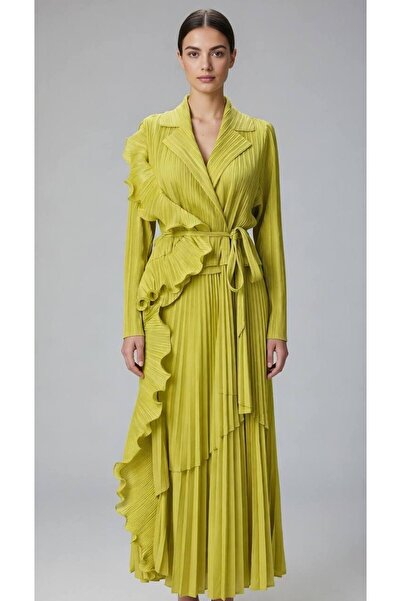 Rabiossa فستان نسائي بتصميم إيطالي مزين بتفاصيل مطوية