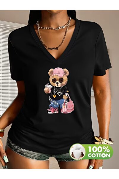 yombaa με τύπωμα T-shirt, κοντομάνικο με λαιμόκοψη σε σχήμα V, καθημερινό τοπ...