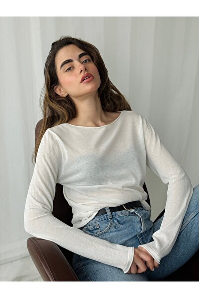 Retrobird Sheer Fine Knit Top Women's Ecru