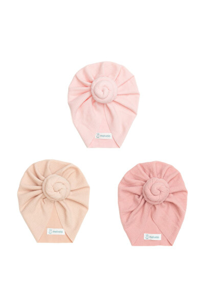 melvelo Turban Donut Baby, set 3 buc., bumbac, Melvelo, frânghie - roz, crem ...