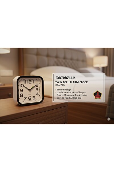 Micro Plus ساعة منبه مربعة بتصميم عصري وصوت عالي من Microplus، مثالية للاستيق...