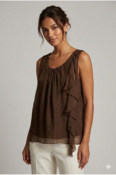 della moor Ιταλικό Cocoa Zero με βολάν στο μπροστινό μέρος του μανικιού A Με ...